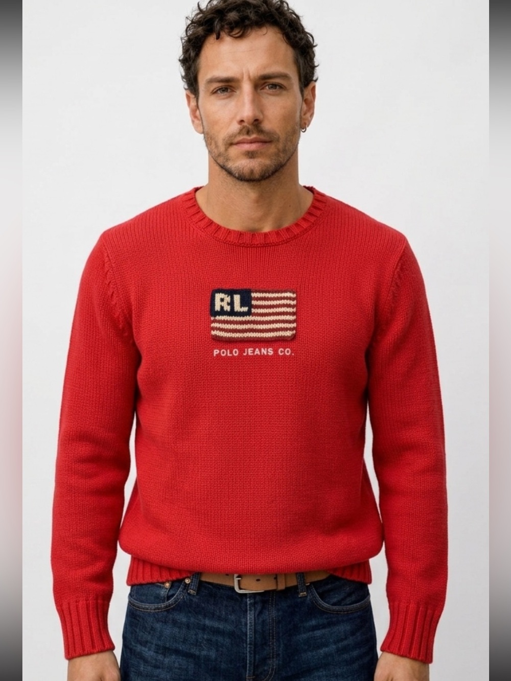 Ralph Lauren Vintage UNISEX Red Crewneck Sweater fits Small Size